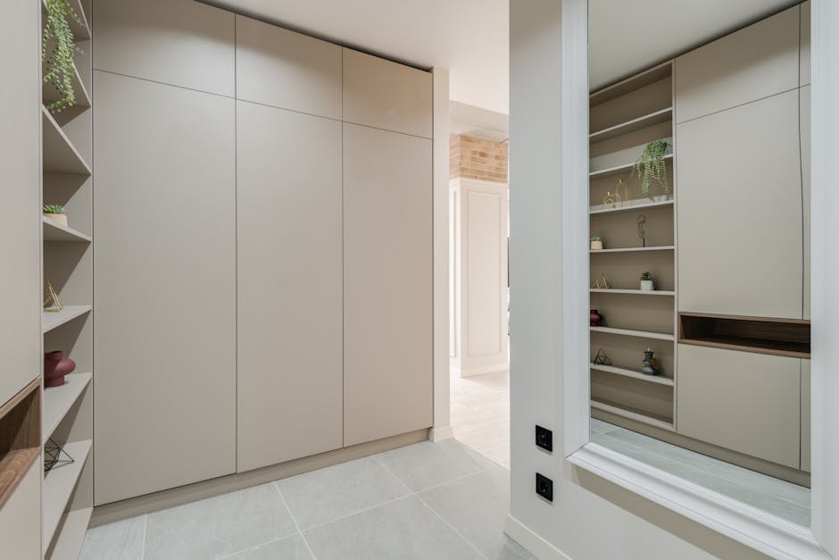 modern minimalist built-in storage living room