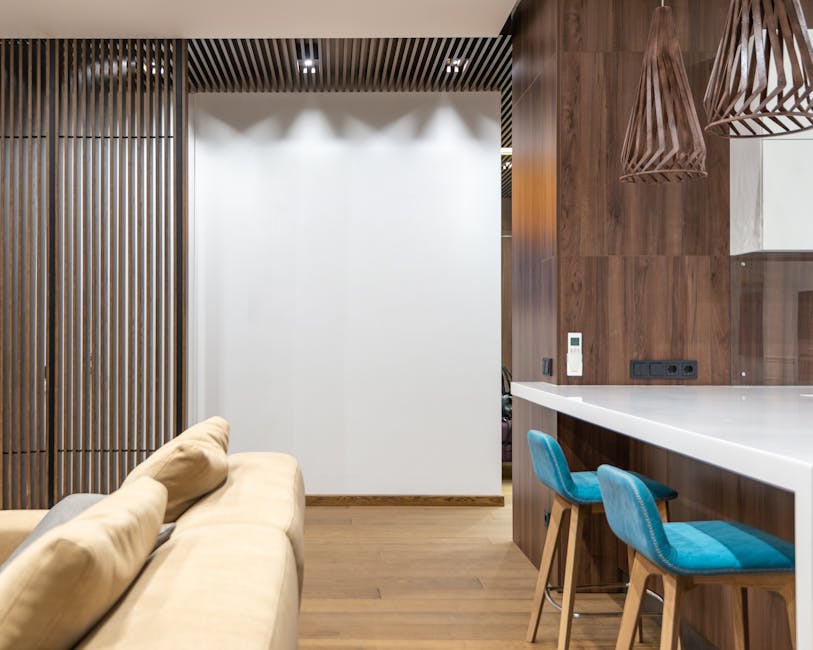 minimalist flexible interior design wooden elements