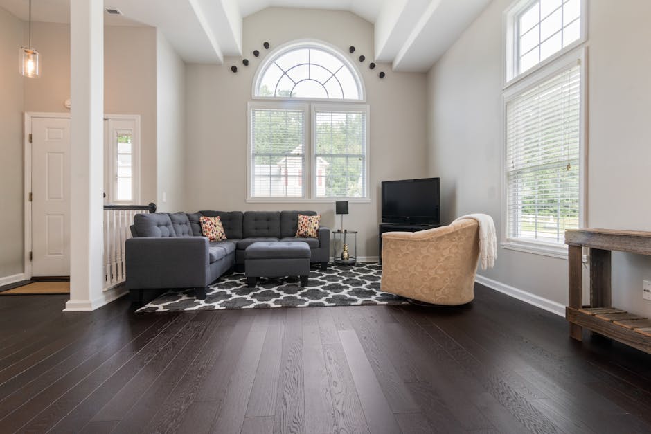 minimalist living room natural light high ceiling