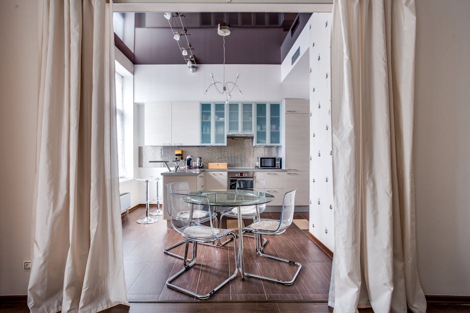 open concept kitchen dining area with discreet storage