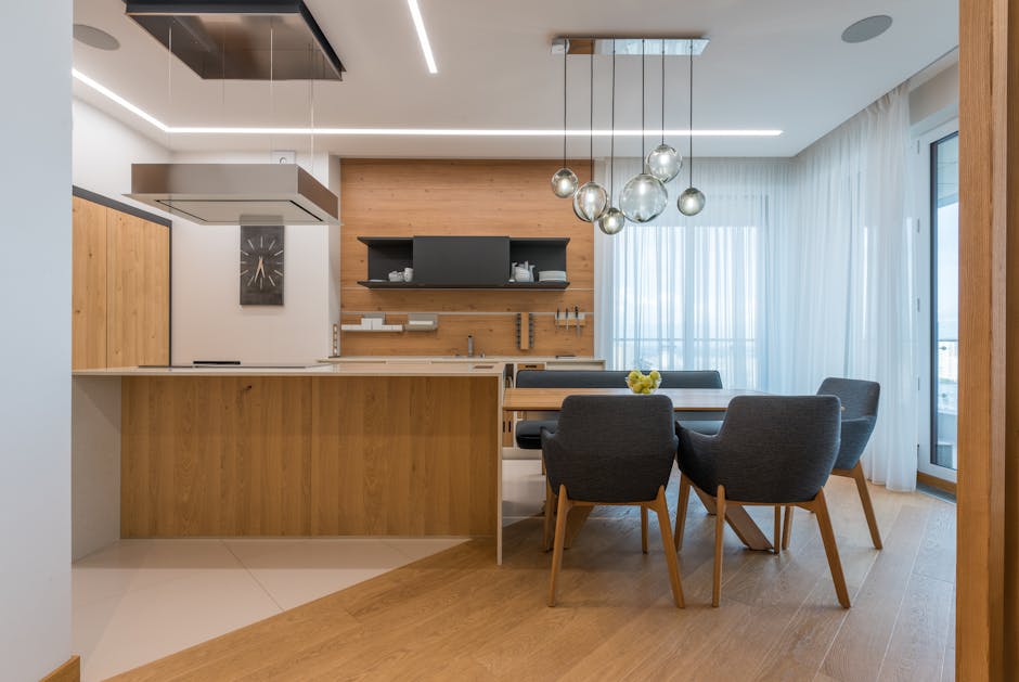 warm minimalist kitchen island wood