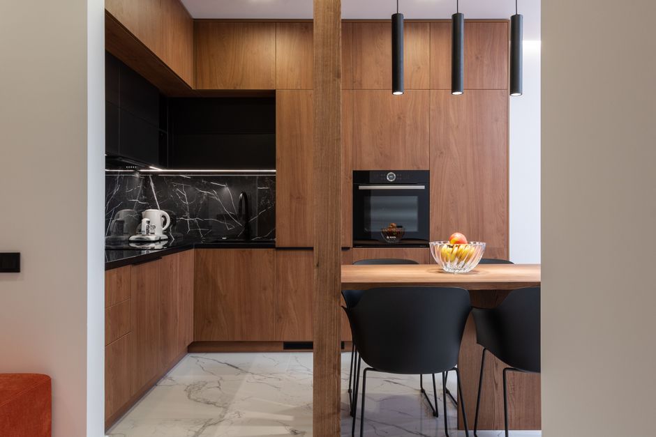 minimalist modern kitchen interior wooden cabinets