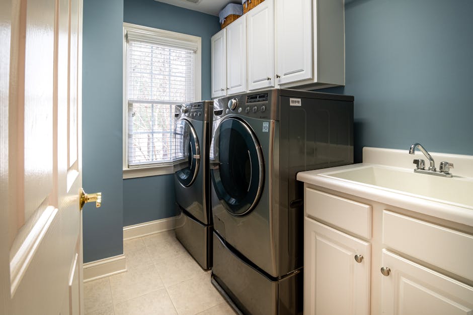 modern laundry room natural light