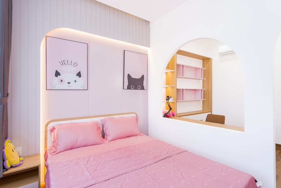 minimalist interior with cat shelves on wooden wall