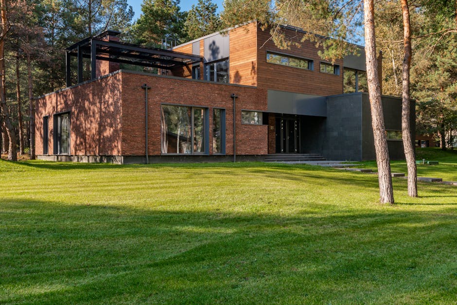 modern flat roof house exterior wood accents minimalist garden