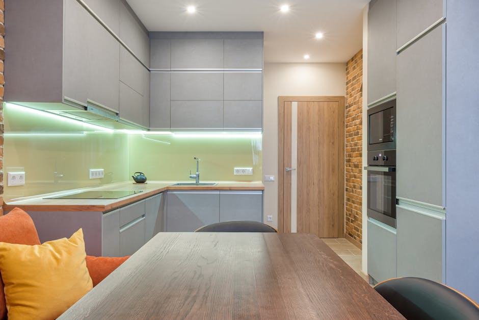 modern kitchen design with functional layout and warm lighting