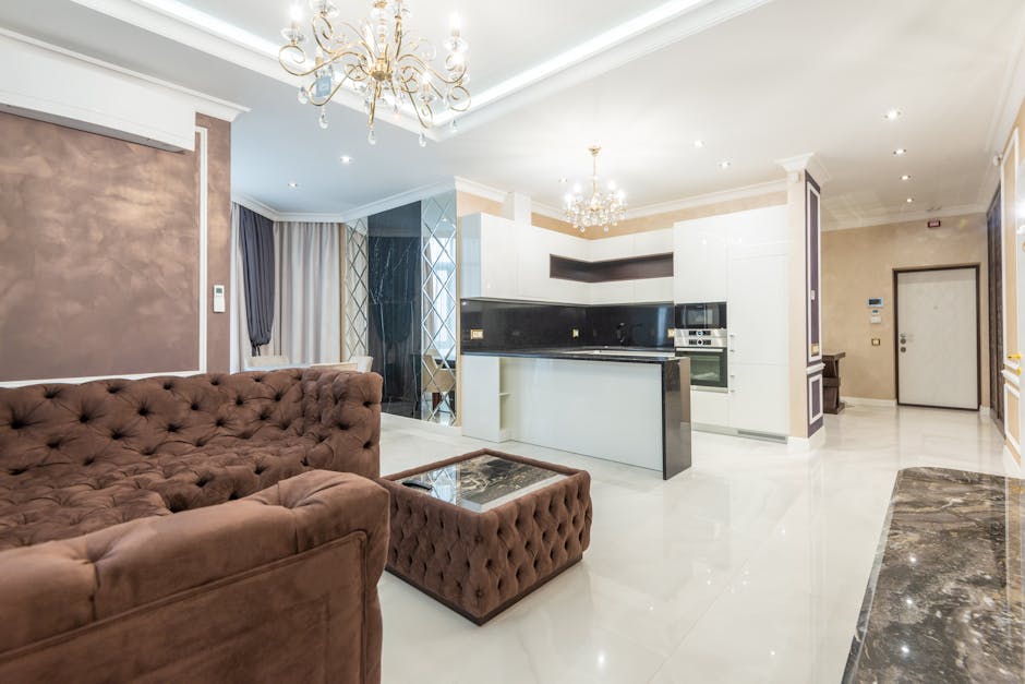 modern open plan living room with minimalist furniture