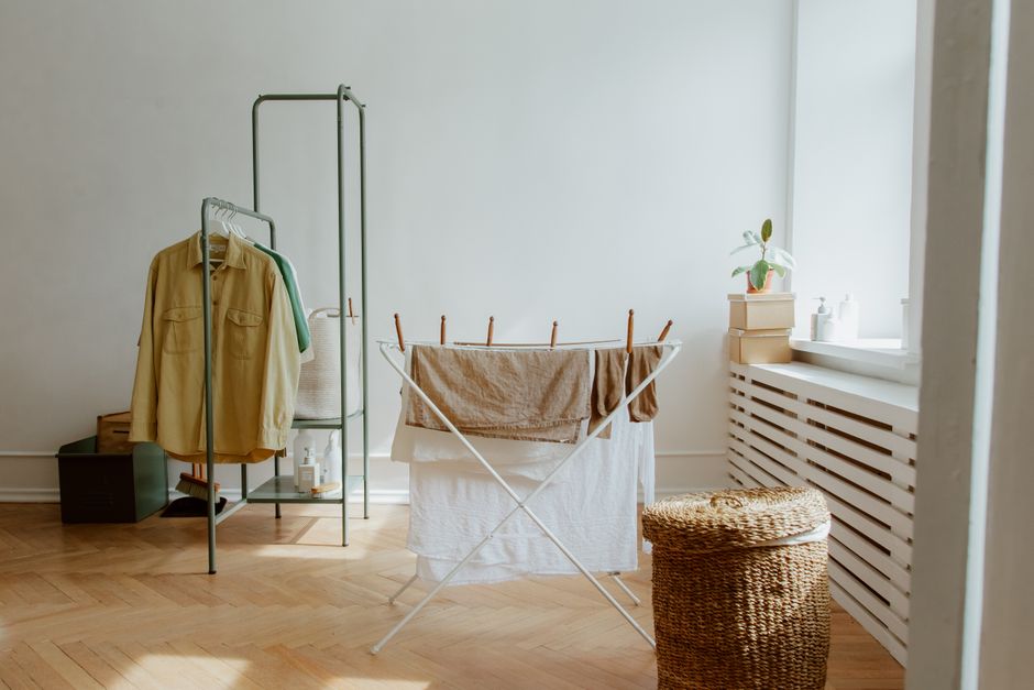 cozy and organized laundry room with natural light