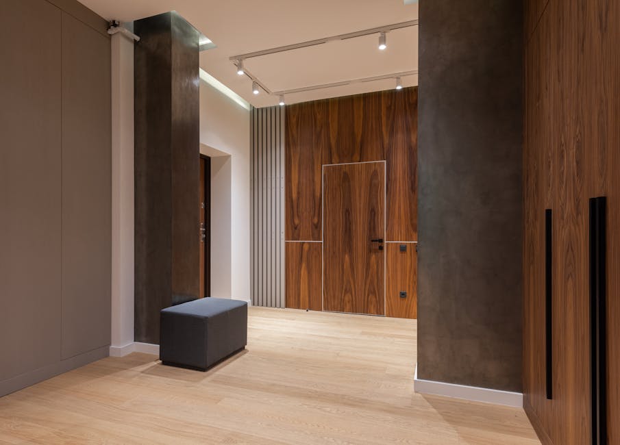 minimalist house entrance with natural wood and clean aesthetic
