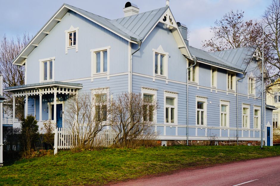 scandinavian style house exterior with wooden facade
