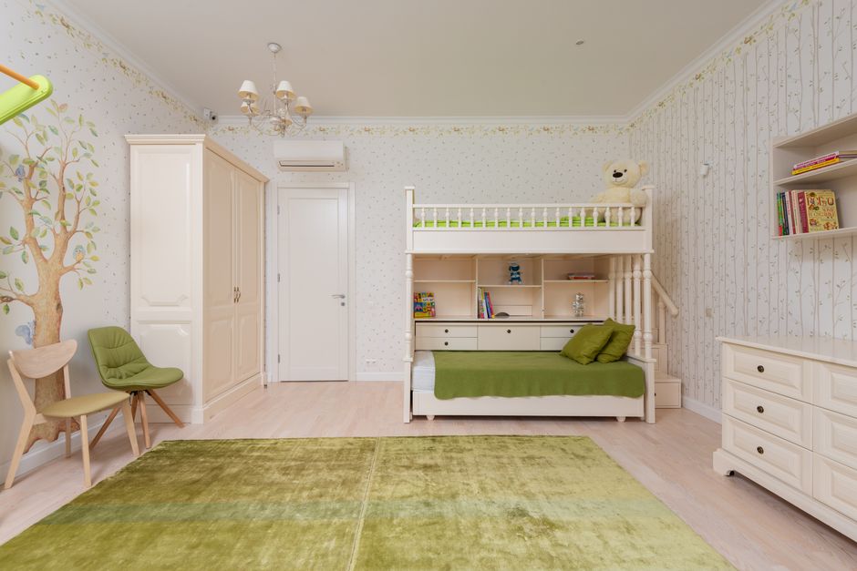 spacious minimalist child room bright